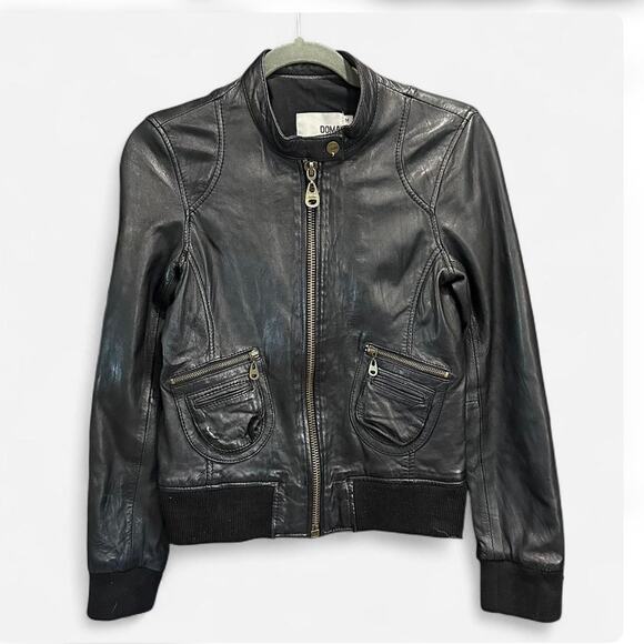 DOMA Black Genuine Leather Moto Jacket Buttery Soft Fitted Size M - Picture 5 of 11